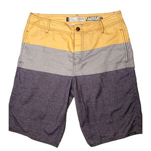 Ezekiel Hybrid Board Shorts VERSA 30 Yellow Gray Striped Rasta Raggae Tropical